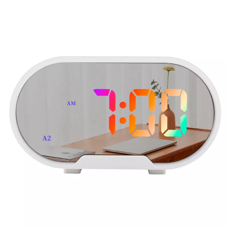 Réveil RVB avec miroir de bureau LED de 5,5 pouces